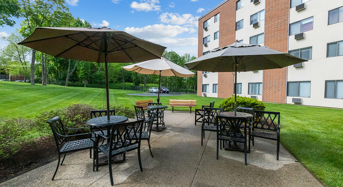 Exterior patio at East Side Apartments