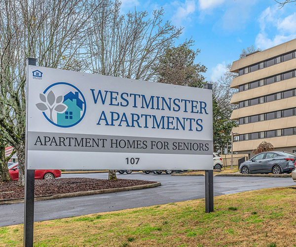 Westminster Senior Apartments exterior sign